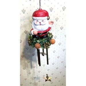 Christmas Decoration Santa Wind Chime 1960s 70s Plastic